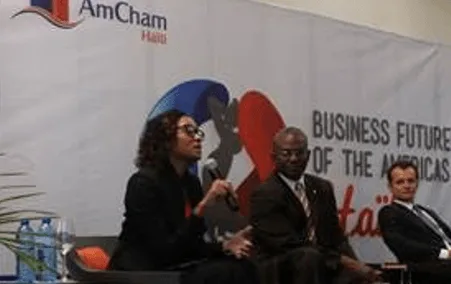 Shauna Biersay-Dunbar on a panel at the AmCham Business Future of the Americas conference in Haiti