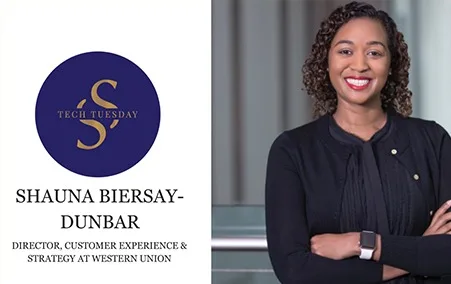 Tech Tuesday feature card with a portrait of Shauna Biersay-Dunbar
